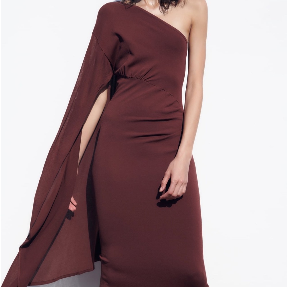 ZARA ASYMMETRIC CAPE KNIT DRESS NWT